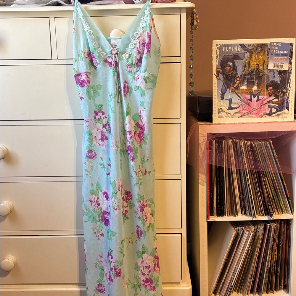 Vintage Y2K Sheer Maxi Babydoll Slip Dress Festival Coachella Betsey Johnson